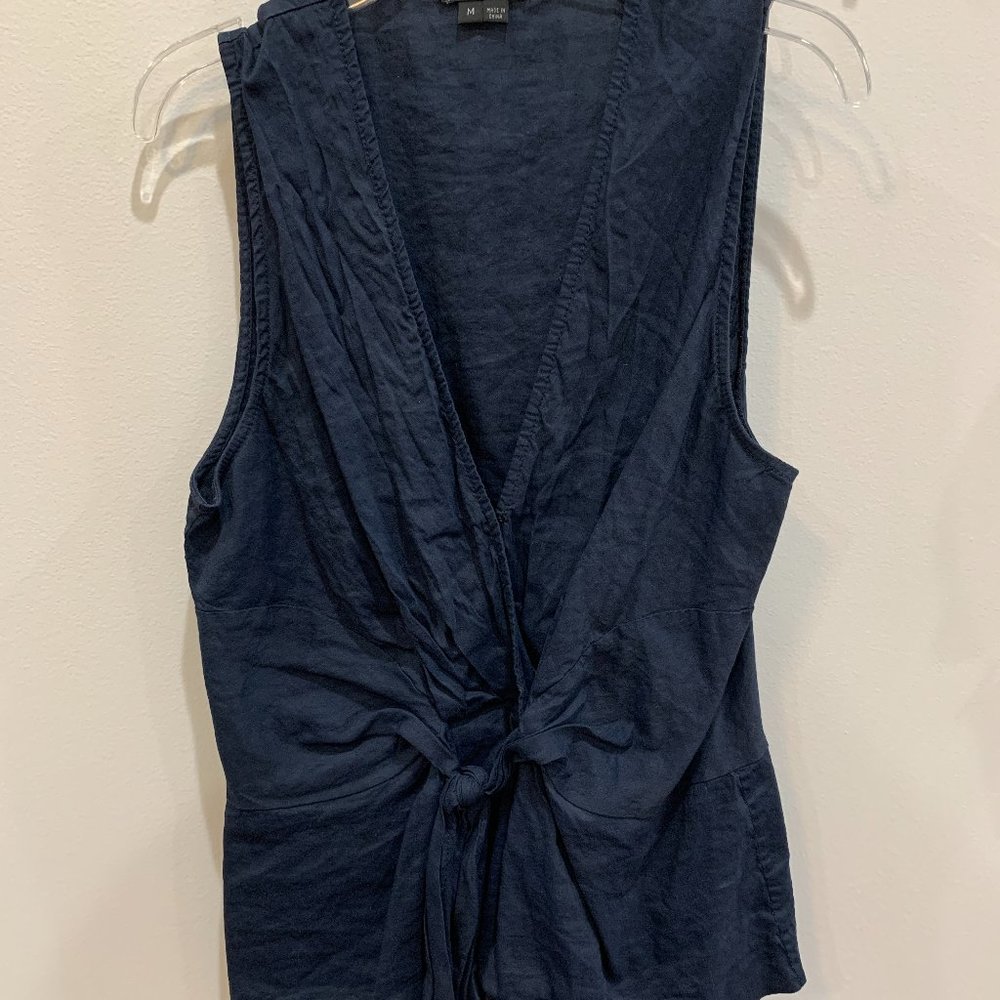 theory navy linen top